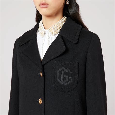 Gucci Cappotto in lana con ricamo Doppia G